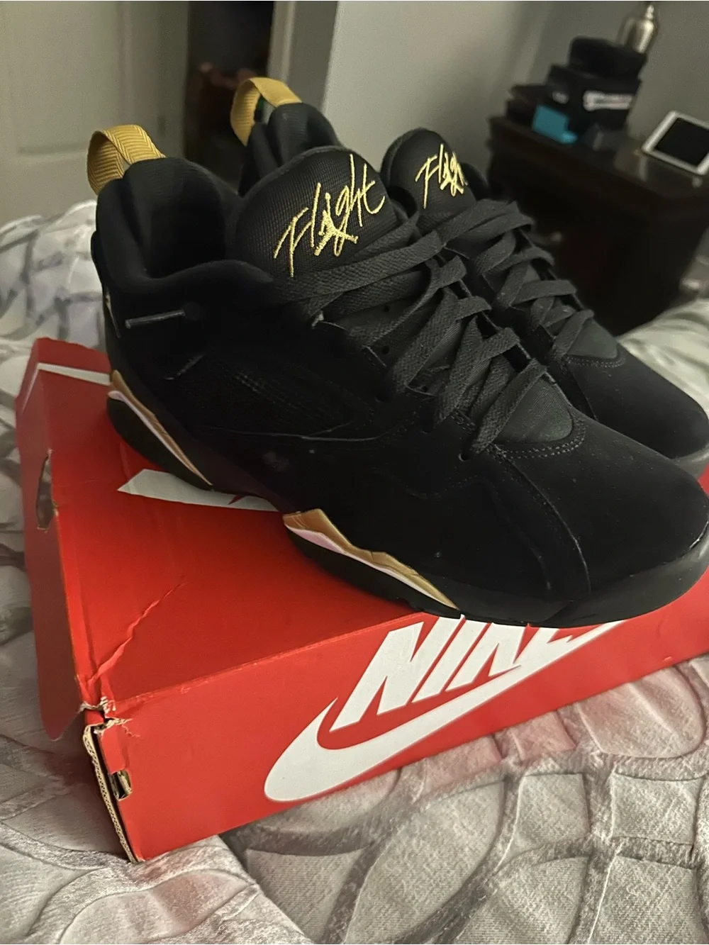 Jordan Men’s Low-Top Sneakers - Black/Gold Accents